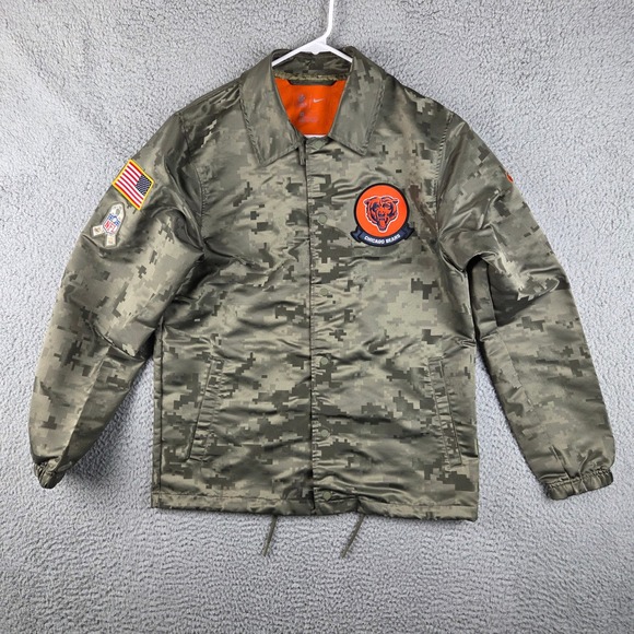 Nike Other - Nike Chicago Bears Jacket Men Medium Green Digi Camo Salute To Service NFL Coach